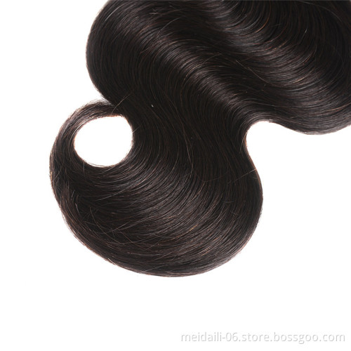 Brazilian Hair Human Vendors Wavy Natural Black Body Wave Soft13*4 Transparent Lace Closure Hair Extension